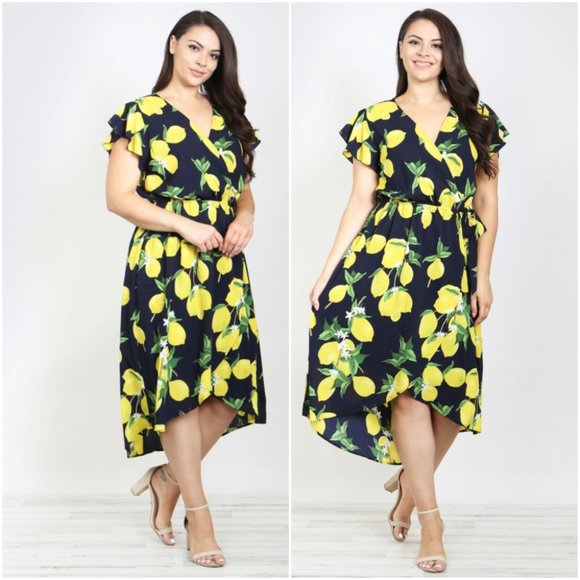 Lemon & Navy Dress - Picture 2 of 13